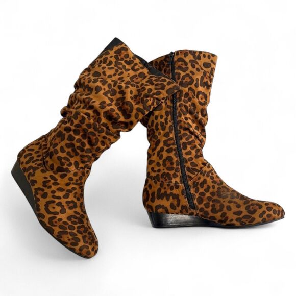 MASSEYS Khloe Fabric Leopard Boots, NEW! Size 11 Wide - Picture 1 of 11